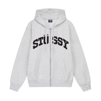 STUSSY BLOCK SPORT ZIP HOODIE GREY