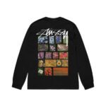 STUSSY FLOWER GRID PIGMENT DYED LS SWEATSHIRT